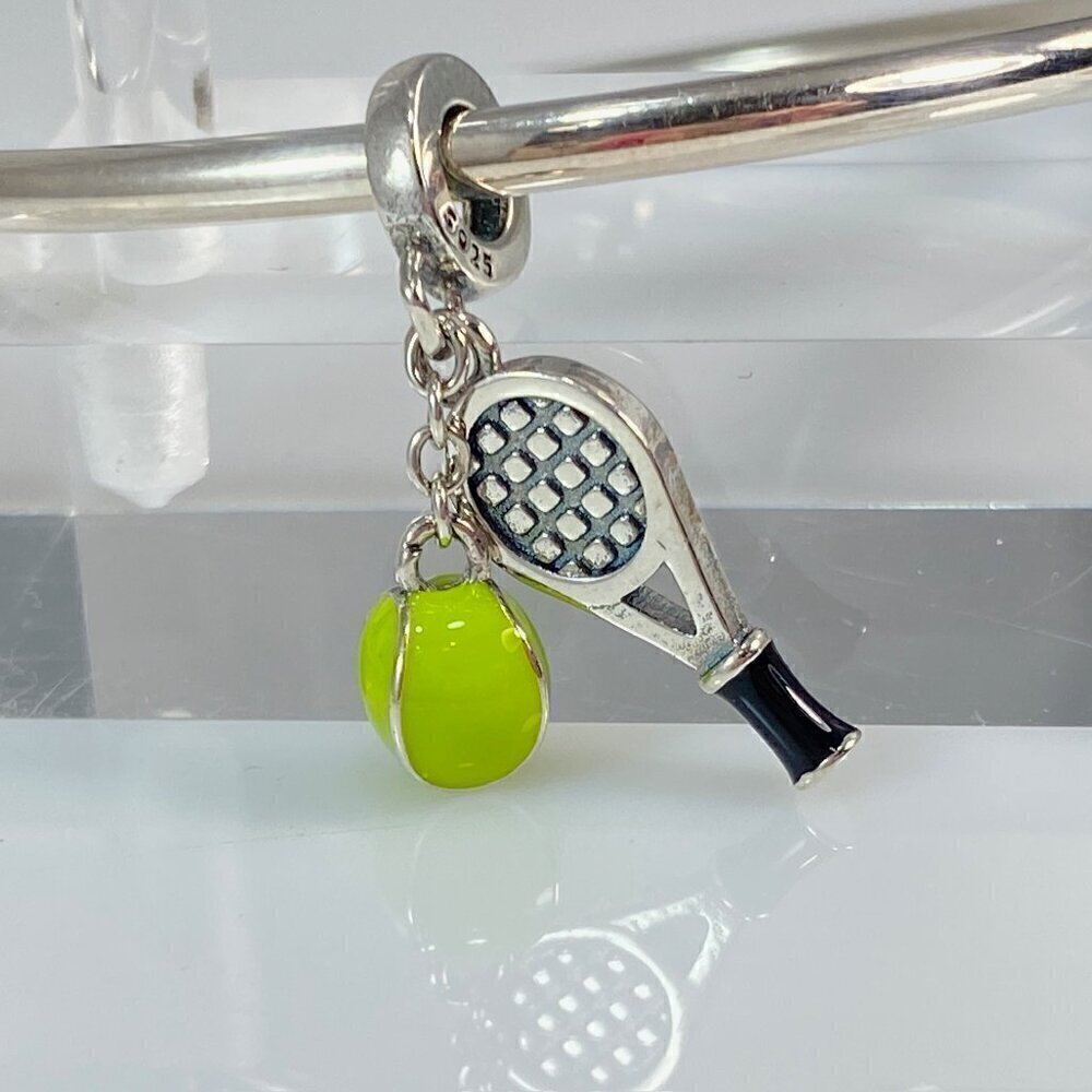 Sterling Silver Tennis Racquet & Ball Dangle Charm